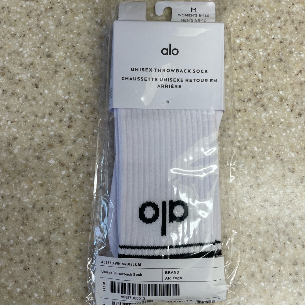 ALO Yoga White and Black Casual Socks